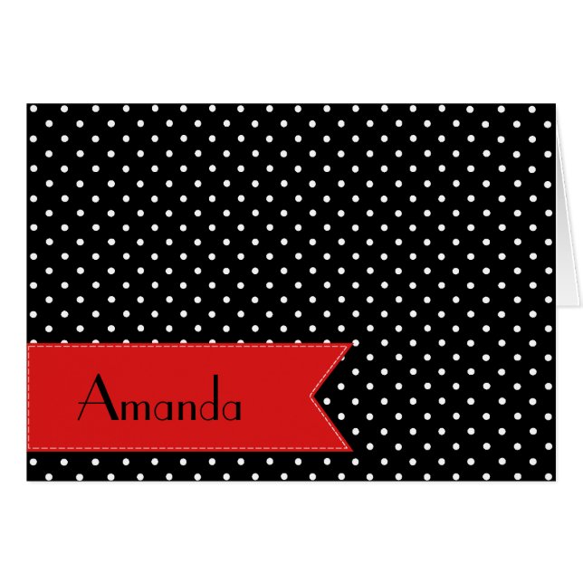 Black and White Polka Dots, Dotted, Your Name (Front Horizontal)