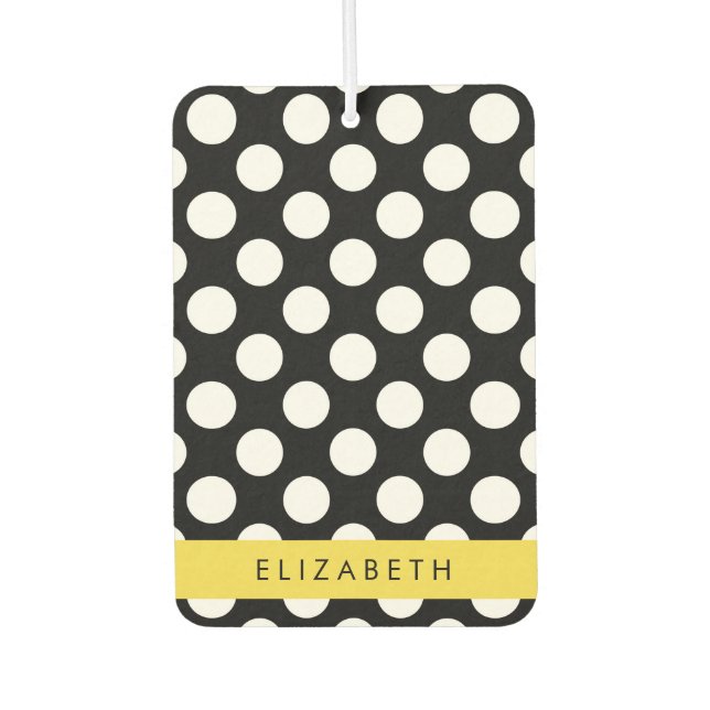 Black and White Polka Dots, Dotted, Your Name Air Freshener (Front)