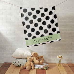 Black and White Polka Dots, Dotted, Your Name Baby Blanket