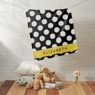 Black and White Polka Dots, Dotted, Your Name Baby Blanket