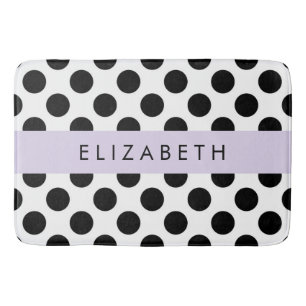 Black and White Polka Dots, Dotted, Your Name Bath Mat