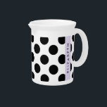 Black and White Polka Dots, Dotted, Your Name Beverage Pitcher<br><div class="desc">Cute,  fun and adorable polka dot pattern in black and white color. Modern and trendy gift,  perfect for the polka dots lover in your life. Personalize by adding your name,  nickname,  monogram or initials.</div>