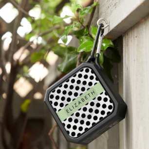 Black and White Polka Dots, Dotted, Your Name Bluetooth Speaker