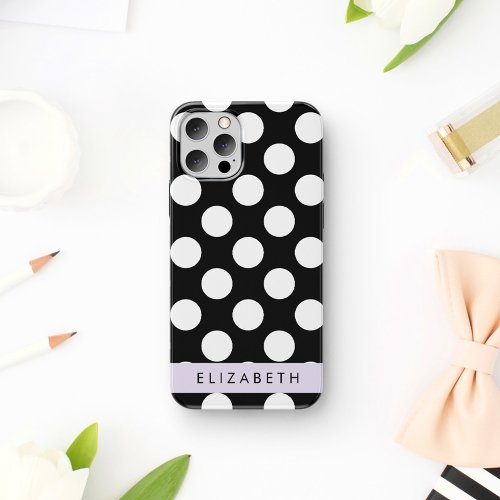 Black and White Polka Dots Dotted Your Name iPhone 12 Pro Case