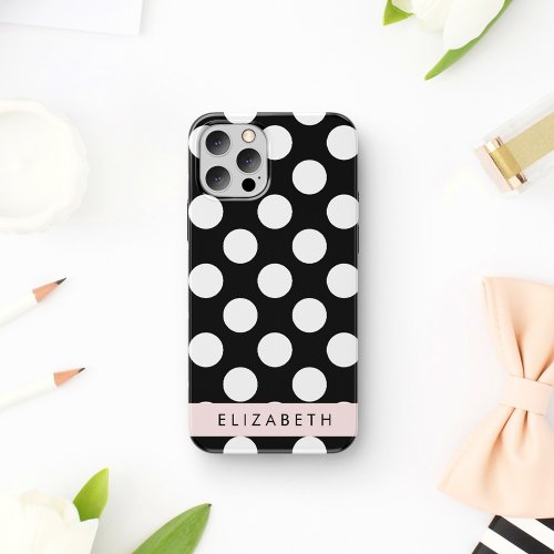 Black and White Polka Dots Dotted Your Name iPhone 12 Pro Case