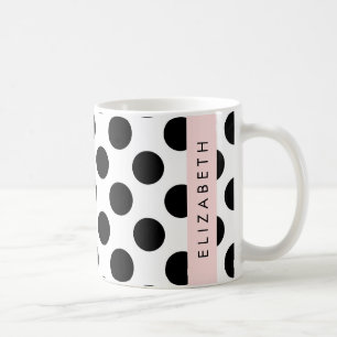 Black and White Polka Dots, Dotted, Your Name Coffee Mug