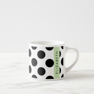 Black and White Polka Dots, Dotted, Your Name Espresso Cup