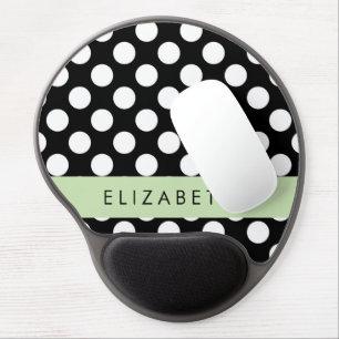 Black and White Polka Dots, Dotted, Your Name Gel Mouse Pad
