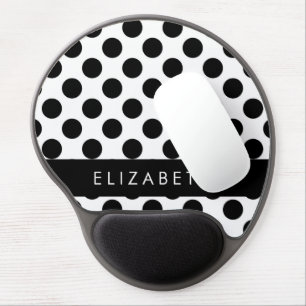 Black and White Polka Dots, Dotted, Your Name Gel Mouse Pad