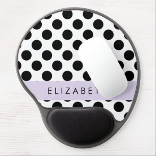 Black and White Polka Dots, Dotted, Your Name Gel Mouse Pad