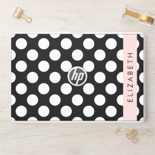 Black and White Polka Dots, Dotted, Your Name HP Laptop Skin