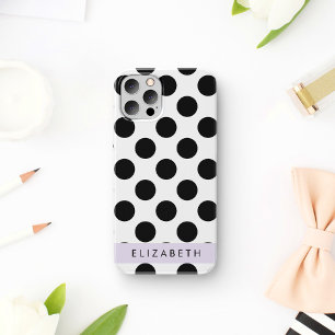Black and White Polka Dots, Dotted, Your Name iPhone 16 Case