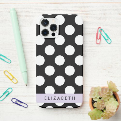 Black and White Polka Dots Dotted Your Name iPhone 12 Pro Case