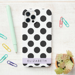Black and White Polka Dots, Dotted, Your Name iPhone 12 Pro Case