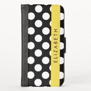 Black and White Polka Dots, Dotted, Your Name iPhone X Wallet Case
