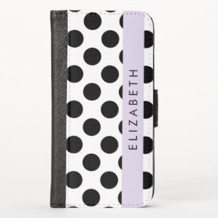 Black and White Polka Dots, Dotted, Your Name iPhone X Wallet Case