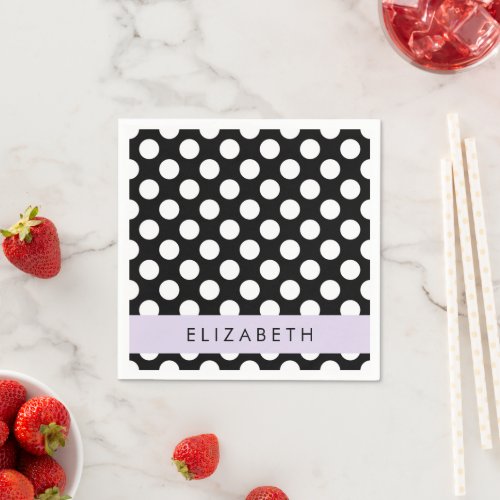 Black and White Polka Dots Dotted Your Name Napkins