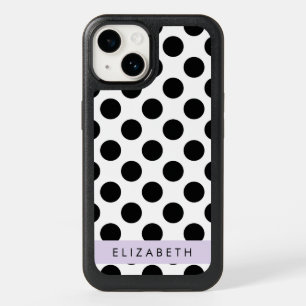 Black and White Polka Dots, Dotted, Your Name OtterBox iPhone 14 Case
