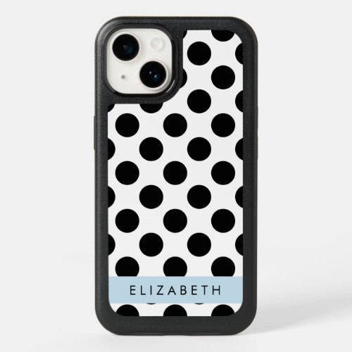 Black and White Polka Dots Dotted Your Name OtterBox iPhone 14 Case