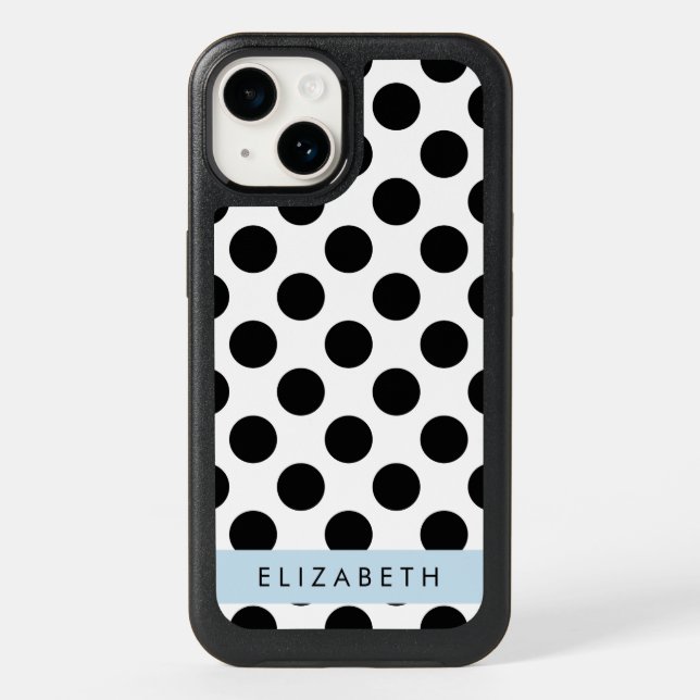 Black and White Polka Dots, Dotted, Your Name Otterbox iPhone Case (Back)