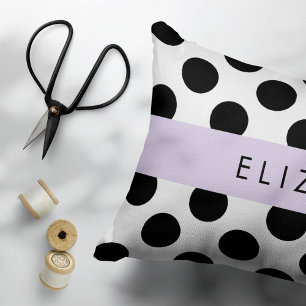 Black and White Polka Dots, Dotted, Your Name Pet Bed