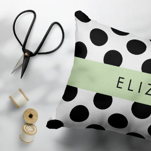 Black and White Polka Dots, Dotted, Your Name Pillow Case