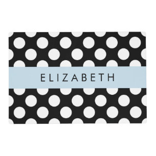Black and White Polka Dots, Dotted, Your Name Placemat