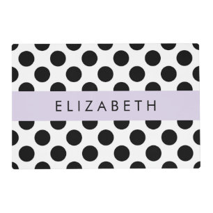 Black and White Polka Dots, Dotted, Your Name Placemat