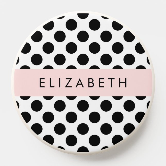 Black and White Polka Dots, Dotted, Your Name PopSocket (Popsocket)