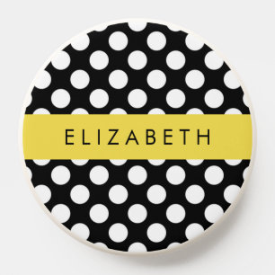 Black and White Polka Dots, Dotted, Your Name PopSocket