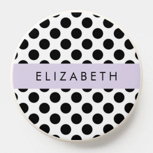 Black and White Polka Dots, Dotted, Your Name PopSocket