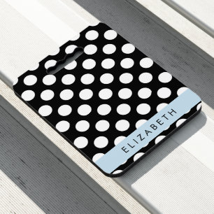 Black and White Polka Dots, Dotted, Your Name Seat Cushion