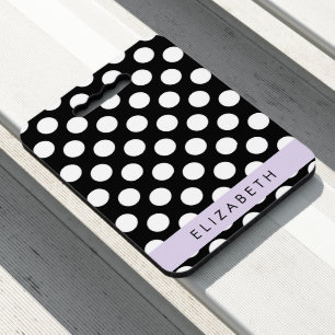 Black and White Polka Dots, Dotted, Your Name Seat Cushion