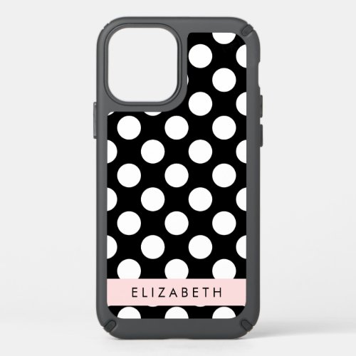 Black and White Polka Dots Dotted Your Name Speck iPhone 12 Case