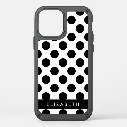 Black and White Polka Dots Dotted Your Name Speck iPhone 12 Case