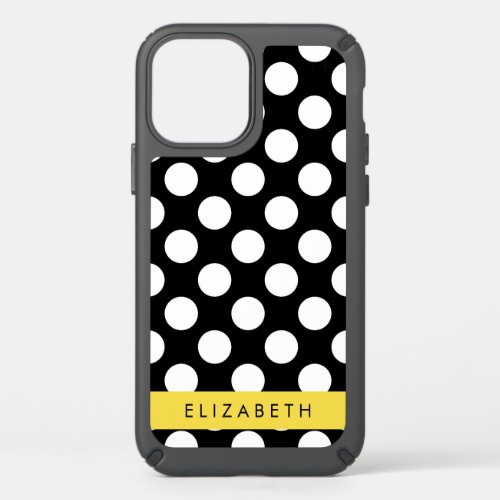 Black and White Polka Dots Dotted Your Name Speck iPhone 12 Case