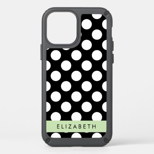 Black and White Polka Dots Dotted Your Name Speck iPhone 12 Case