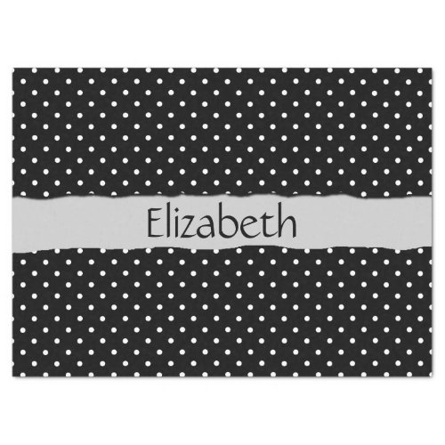 Black and White Polka Dots Dotted Your Name Tissue Paper