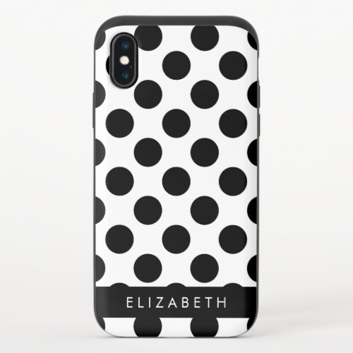Black and White Polka Dots Dotted Your Name iPhone X Slider Case