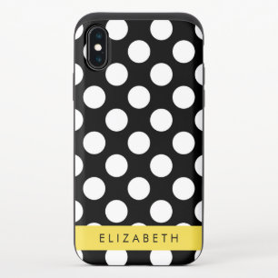 Black and White Polka Dots, Dotted, Your Name iPhone X Slider Case