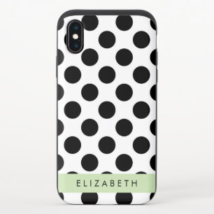 Black and White Polka Dots, Dotted, Your Name iPhone X Slider Case