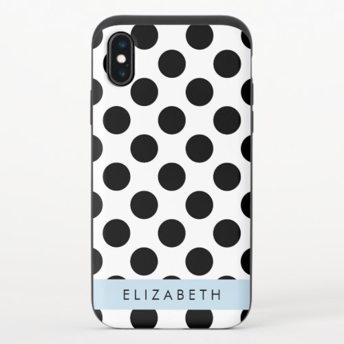 Black and White Polka Dots Dotted Your Name iPhone X Slider Case