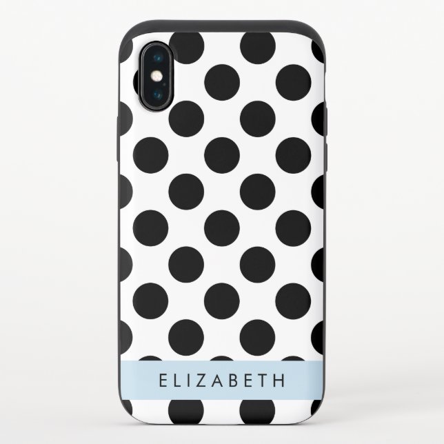 Black and White Polka Dots, Dotted, Your Name Uncommon iPhone Case (Back)
