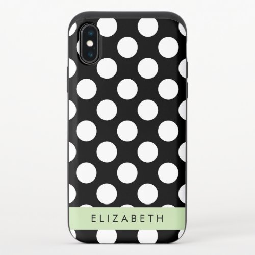 Black and White Polka Dots Dotted Your Name iPhone X Slider Case