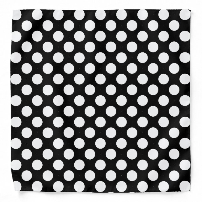 Black And White Polka Dots Elegant Trendy Template Bandana (Front)