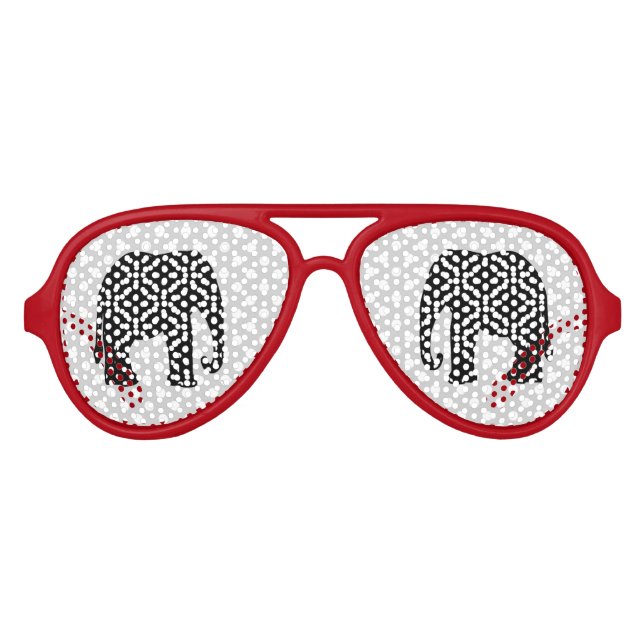Black and White Polka Dots Elephant Aviator Sunglasses (Front)