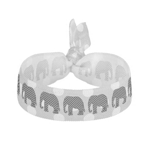 Black and White Polka Dots Elephant Ribbon Hair Tie