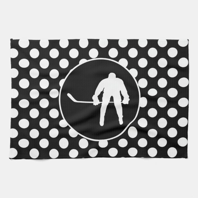 Black and White Polka Dots; Hockey Towel (Horizontal)