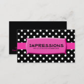 Black and White Polka Dots Hot Pink Name Plate Business Card (Front/Back)
