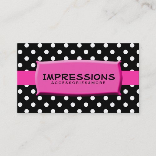Black and White Polka Dots Hot Pink Name Plate Business Card Template